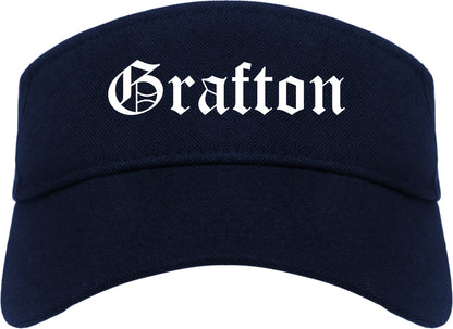 Grafton Ohio OH Old English Mens Visor Cap Hat Navy Blue