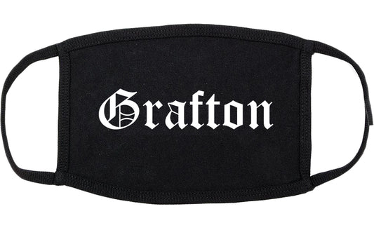 Grafton Wisconsin WI Old English Cotton Face Mask Black