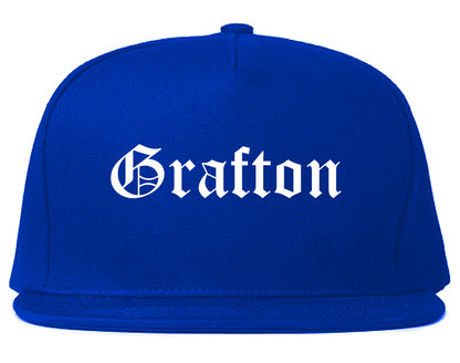 Grafton Wisconsin WI Old English Mens Snapback Hat Royal Blue