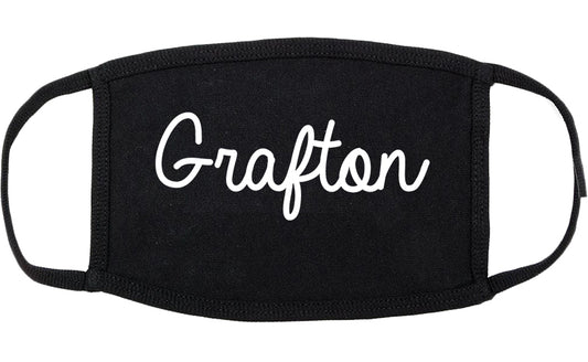 Grafton Wisconsin WI Script Cotton Face Mask Black