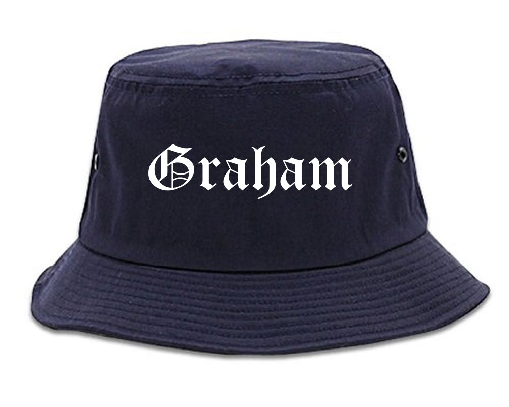 Graham North Carolina NC Old English Mens Bucket Hat Navy Blue