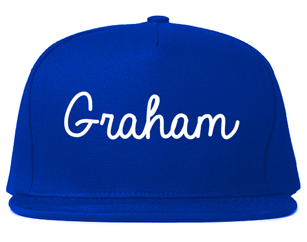 Graham North Carolina NC Script Mens Snapback Hat Royal Blue