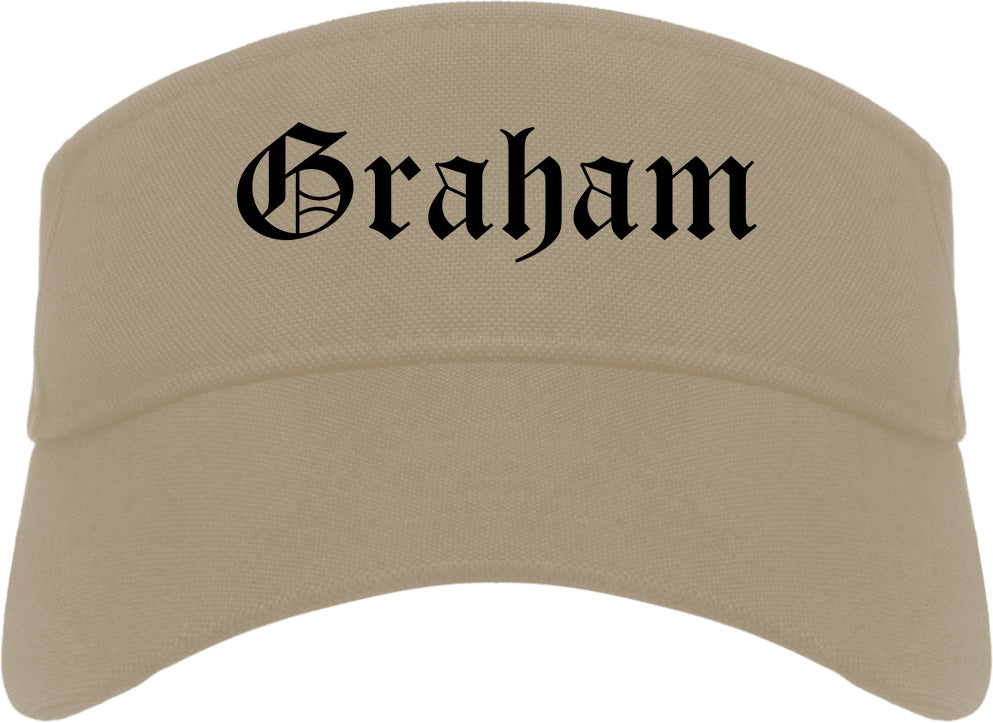Graham North Carolina NC Old English Mens Visor Cap Hat Khaki