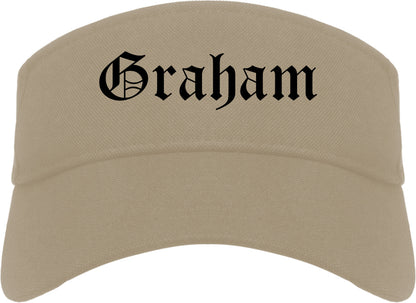Graham North Carolina NC Old English Mens Visor Cap Hat Khaki
