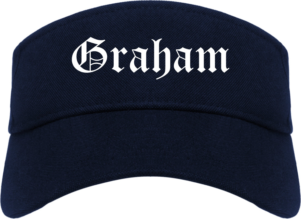 Graham North Carolina NC Old English Mens Visor Cap Hat Navy Blue
