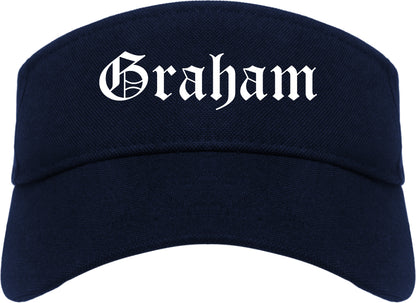 Graham North Carolina NC Old English Mens Visor Cap Hat Navy Blue