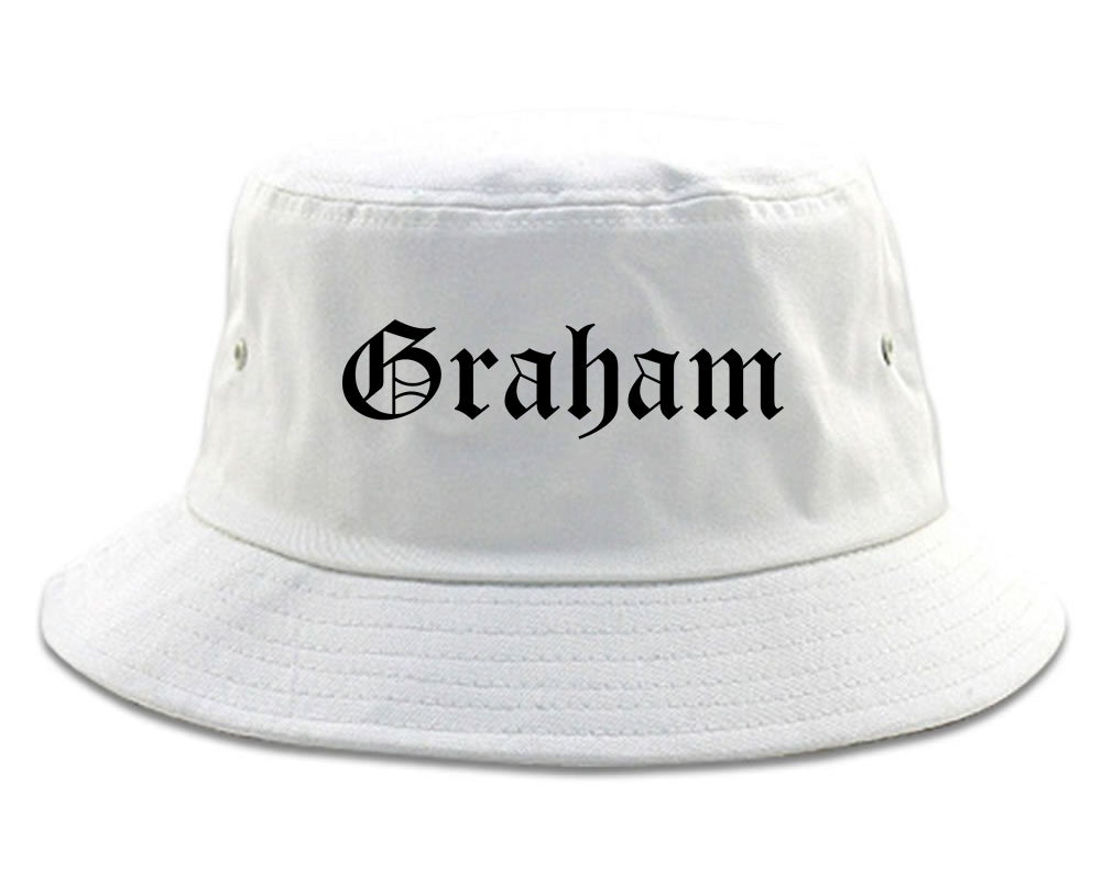 Graham North Carolina NC Old English Mens Bucket Hat White