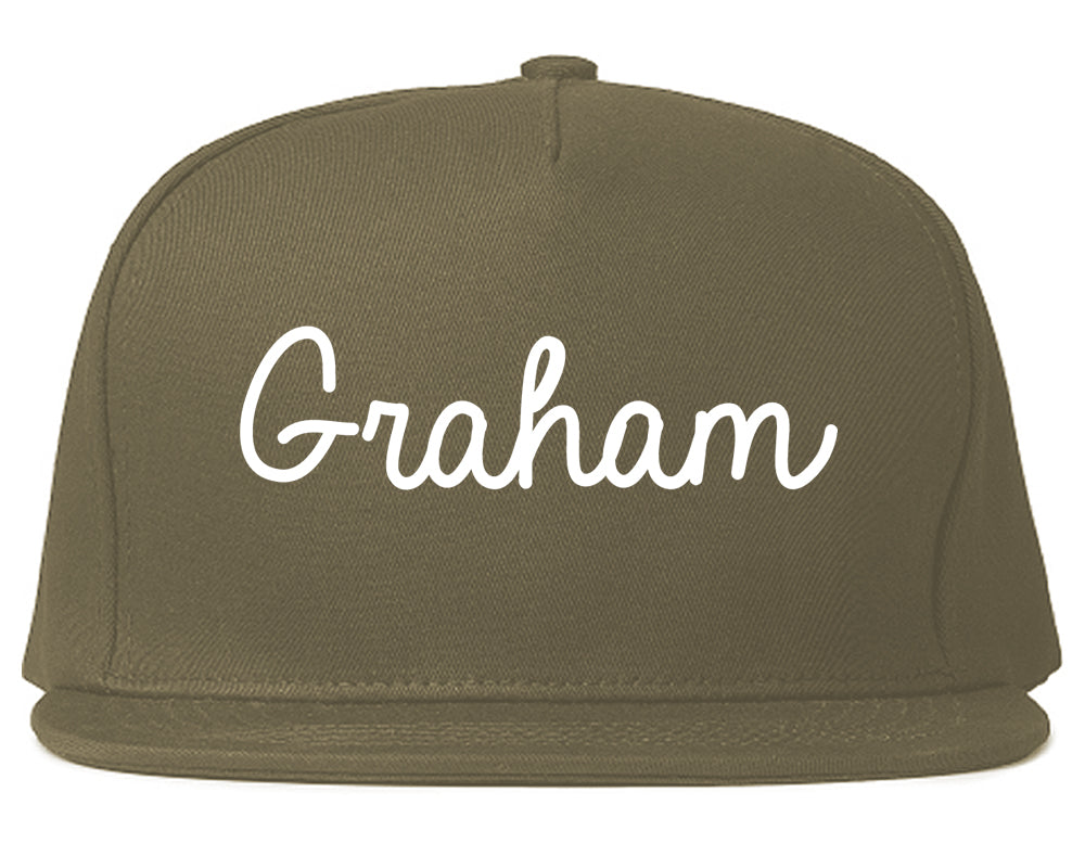 Graham Texas TX Script Mens Snapback Hat Grey