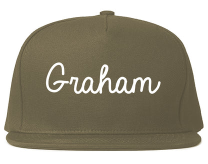 Graham Texas TX Script Mens Snapback Hat Grey