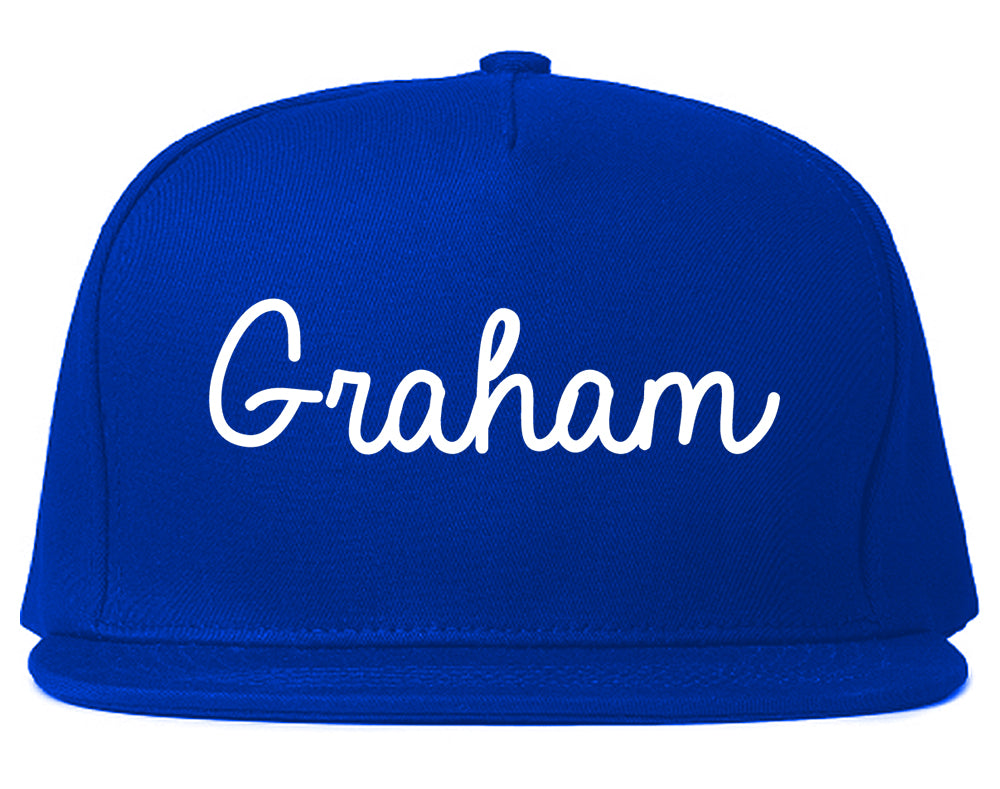 Graham Texas TX Script Mens Snapback Hat Royal Blue