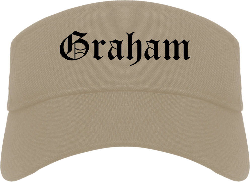 Graham Texas TX Old English Mens Visor Cap Hat Khaki