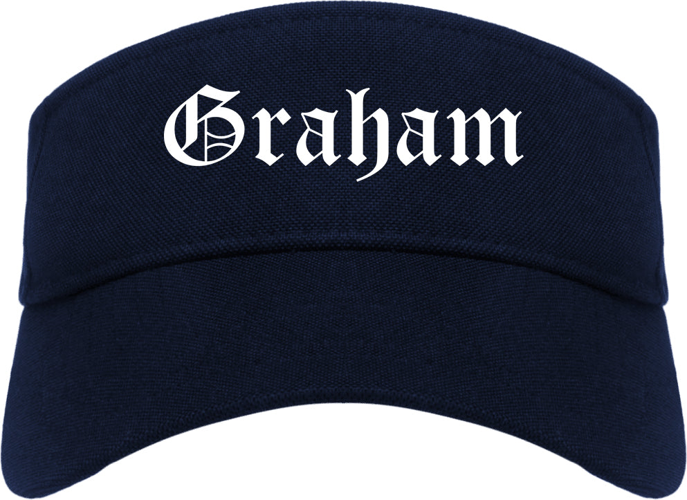 Graham Texas TX Old English Mens Visor Cap Hat Navy Blue