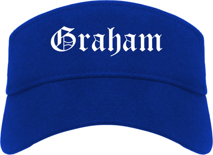 Graham Texas TX Old English Mens Visor Cap Hat Royal Blue