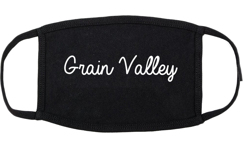 Grain Valley Missouri MO Script Cotton Face Mask Black
