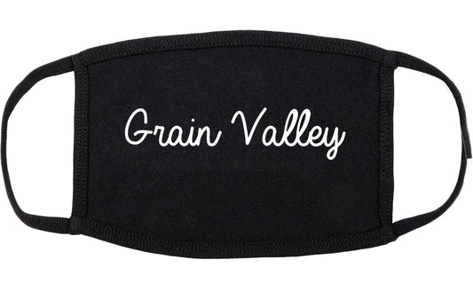 Grain Valley Missouri MO Script Cotton Face Mask Black