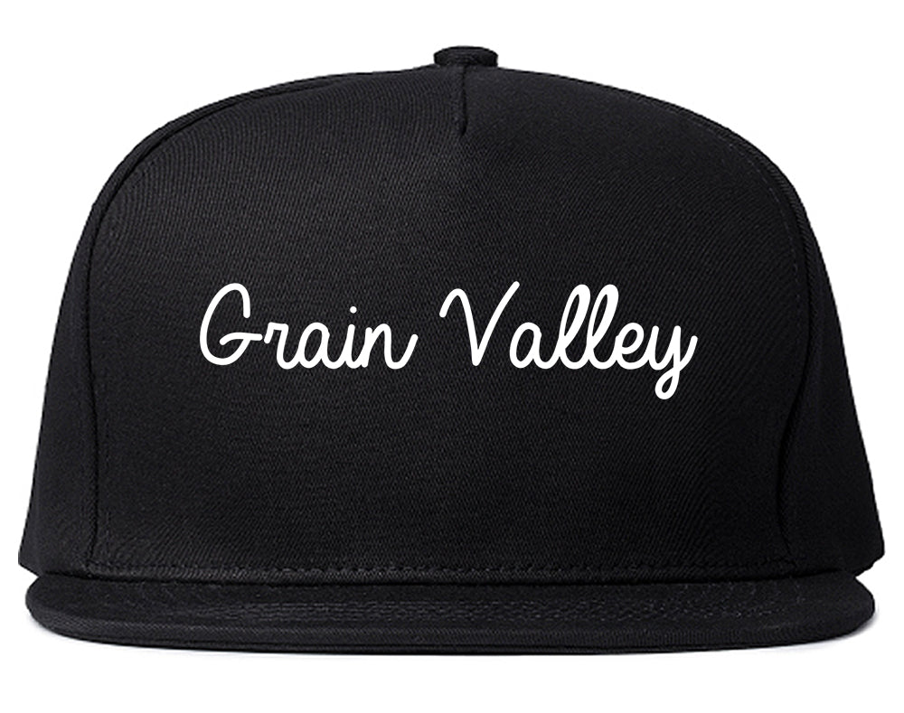 Grain Valley Missouri MO Script Mens Snapback Hat Black