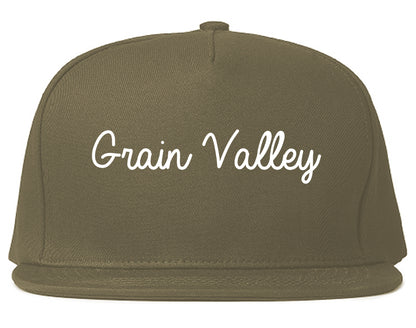 Grain Valley Missouri MO Script Mens Snapback Hat Grey