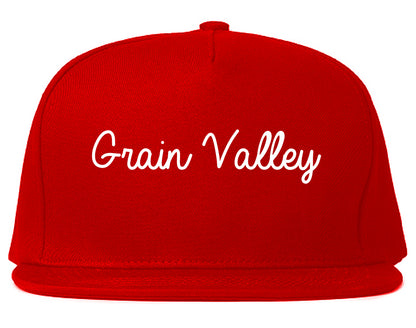 Grain Valley Missouri MO Script Mens Snapback Hat Red