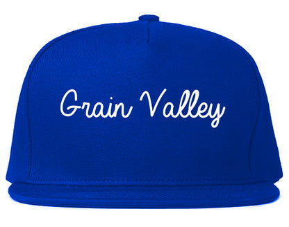 Grain Valley Missouri MO Script Mens Snapback Hat Royal Blue