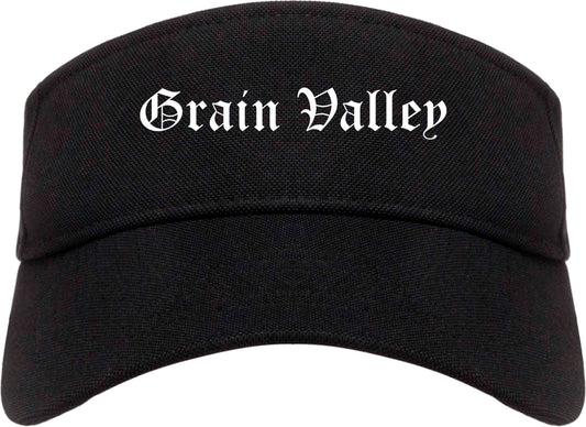 Grain Valley Missouri MO Old English Mens Visor Cap Hat Black