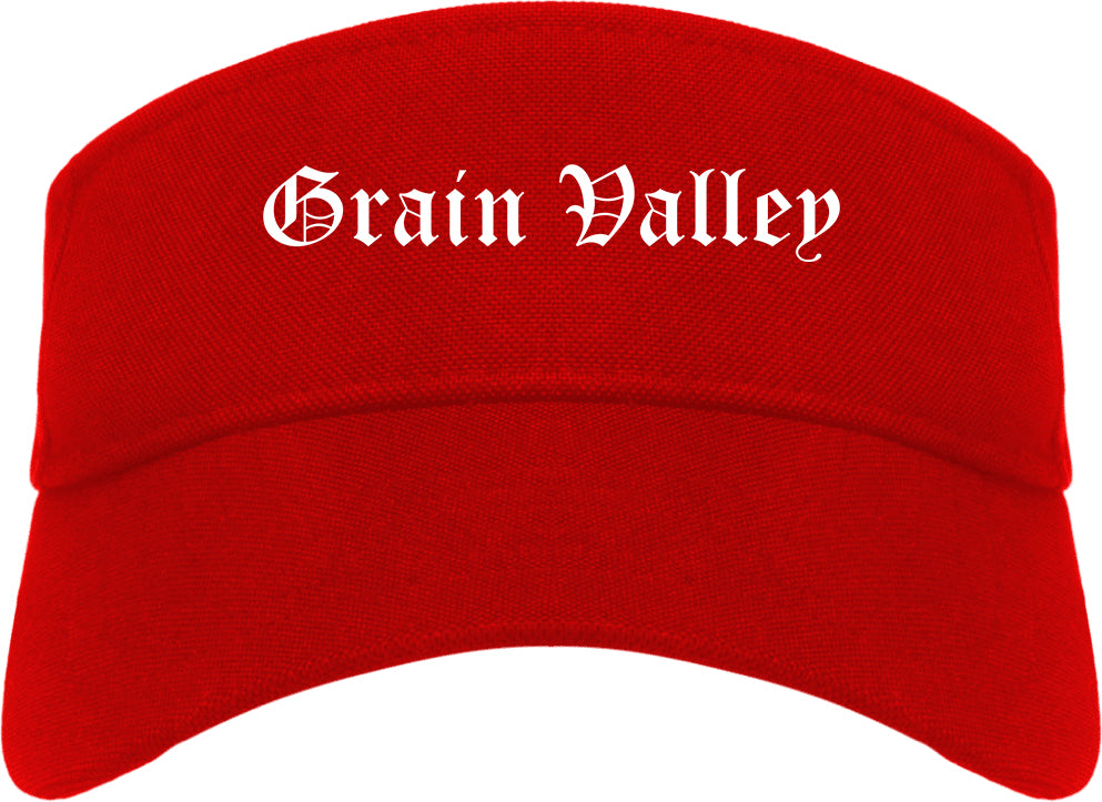 Grain Valley Missouri MO Old English Mens Visor Cap Hat Red