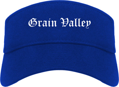Grain Valley Missouri MO Old English Mens Visor Cap Hat Royal Blue
