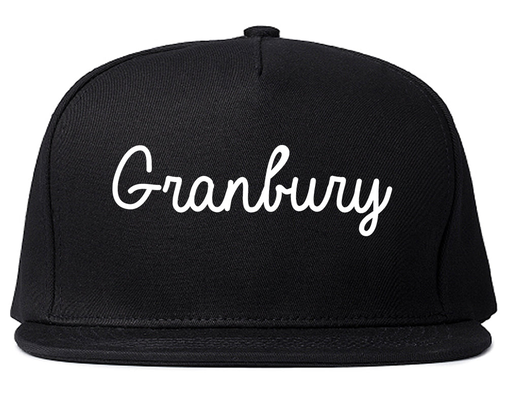 Granbury Texas TX Script Mens Snapback Hat Black