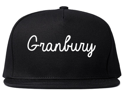 Granbury Texas TX Script Mens Snapback Hat Black