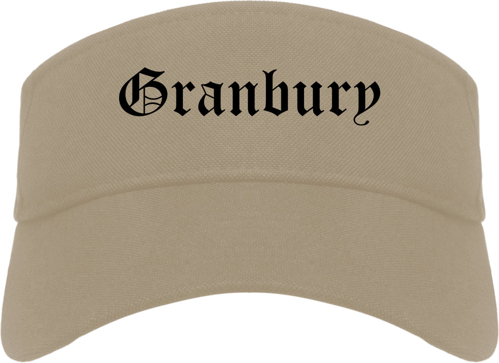 Granbury Texas TX Old English Mens Visor Cap Hat Khaki