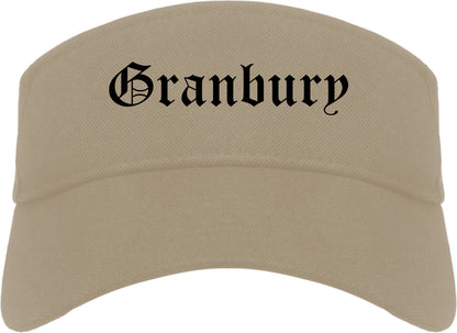 Granbury Texas TX Old English Mens Visor Cap Hat Khaki