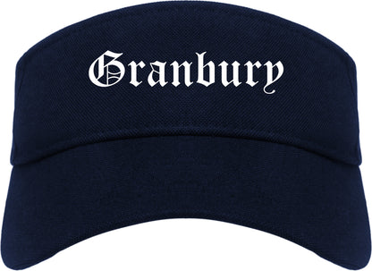 Granbury Texas TX Old English Mens Visor Cap Hat Navy Blue