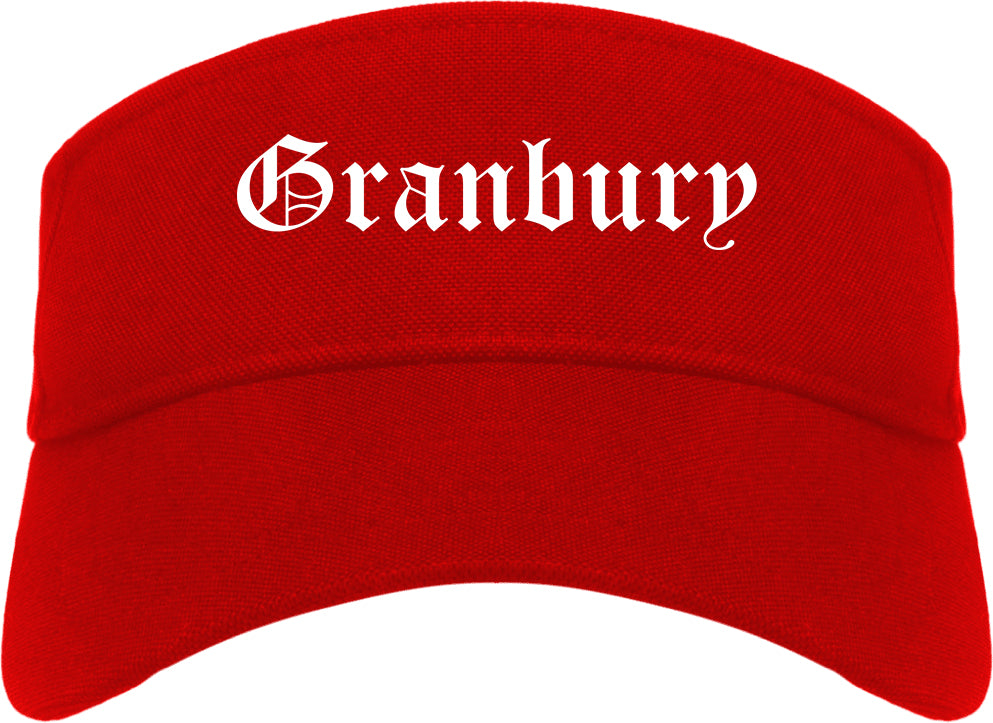 Granbury Texas TX Old English Mens Visor Cap Hat Red