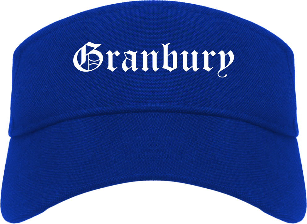 Granbury Texas TX Old English Mens Visor Cap Hat Royal Blue
