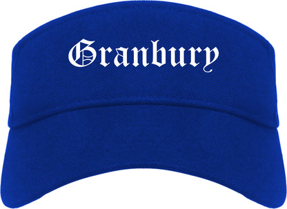 Granbury Texas TX Old English Mens Visor Cap Hat Royal Blue