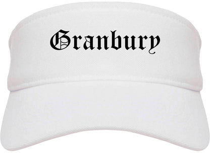 Granbury Texas TX Old English Mens Visor Cap Hat White