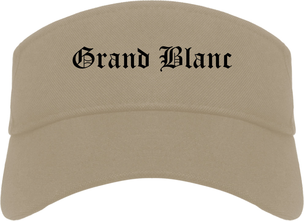 Grand Blanc Michigan MI Old English Mens Visor Cap Hat Khaki