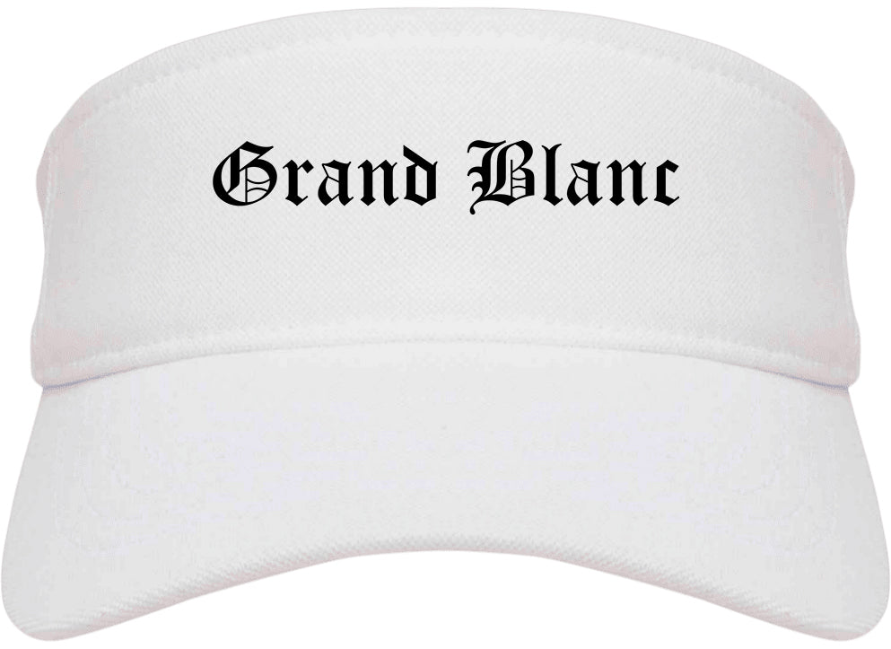 Grand Blanc Michigan MI Old English Mens Visor Cap Hat White