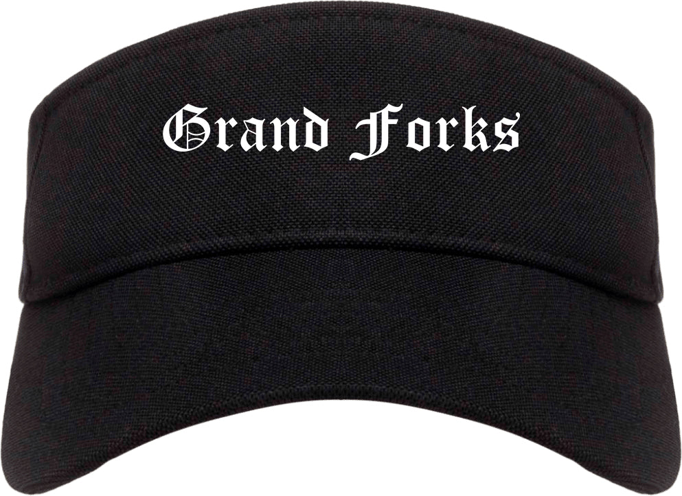 Grand Forks North Dakota ND Old English Mens Visor Cap Hat Black