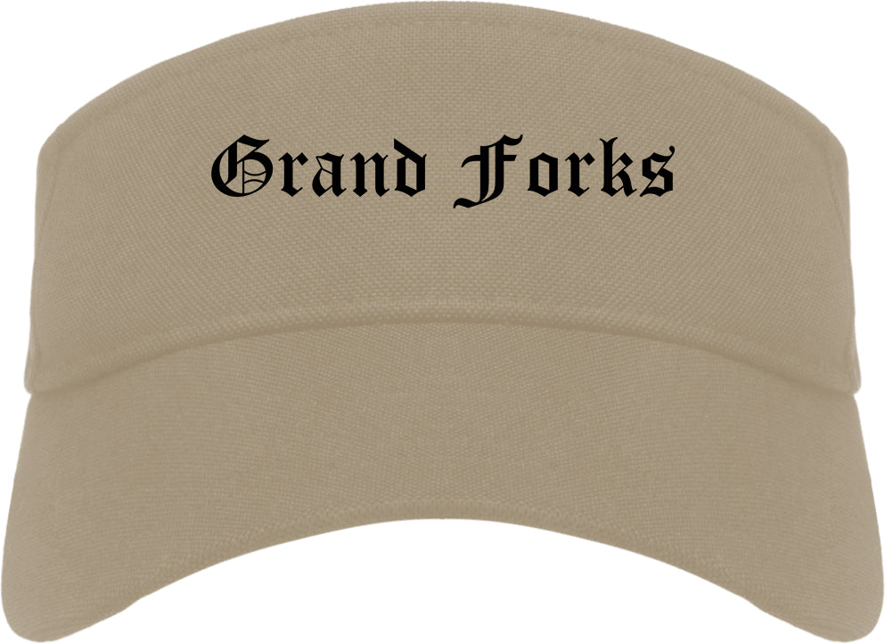 Grand Forks North Dakota ND Old English Mens Visor Cap Hat Khaki