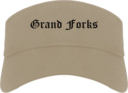 Grand Forks North Dakota ND Old English Mens Visor Cap Hat Khaki