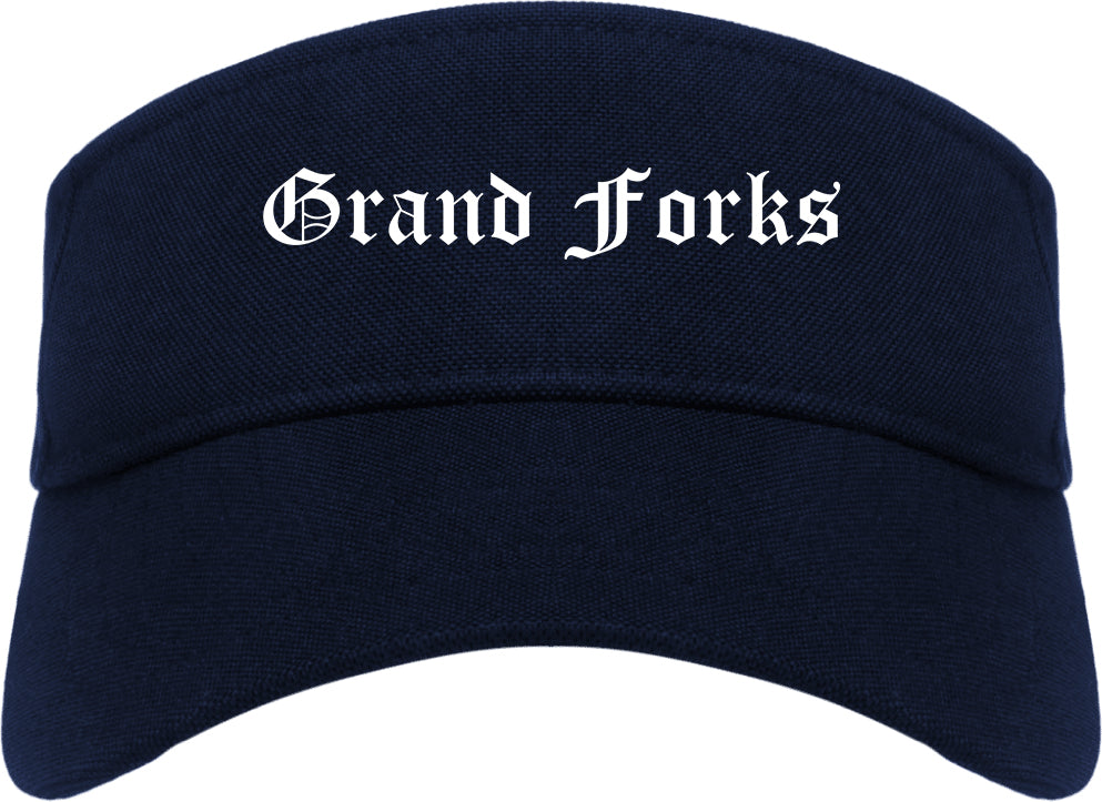 Grand Forks North Dakota ND Old English Mens Visor Cap Hat Navy Blue