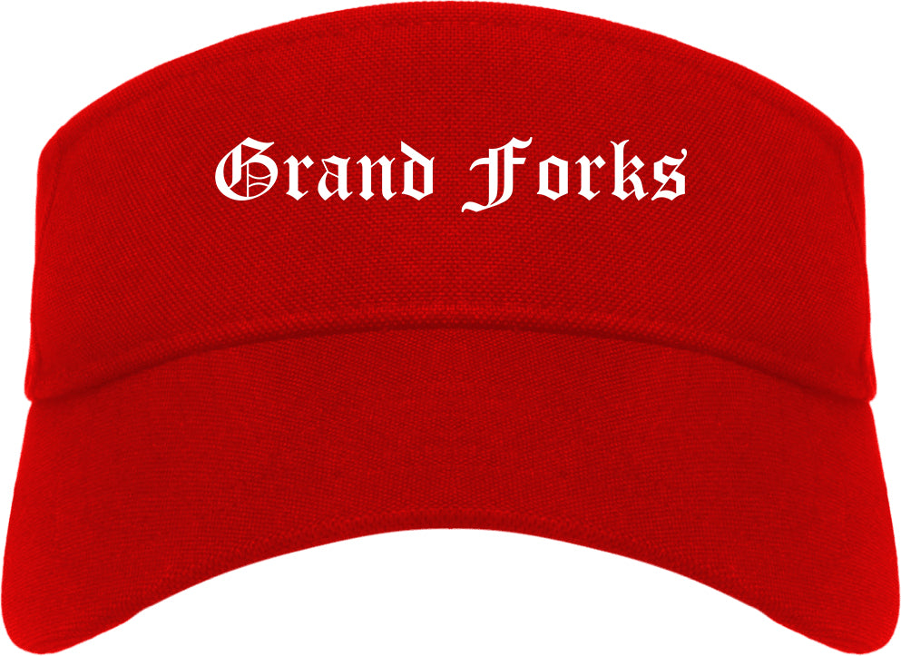 Grand Forks North Dakota ND Old English Mens Visor Cap Hat Red