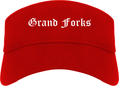 Grand Forks North Dakota ND Old English Mens Visor Cap Hat Red
