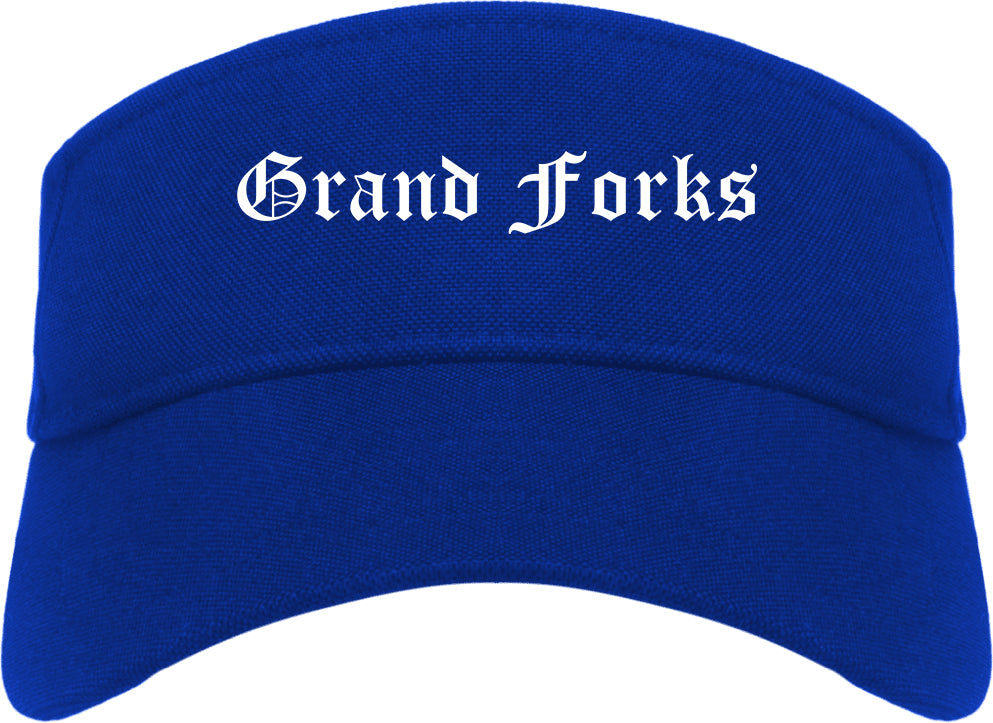 Grand Forks North Dakota ND Old English Mens Visor Cap Hat Royal Blue