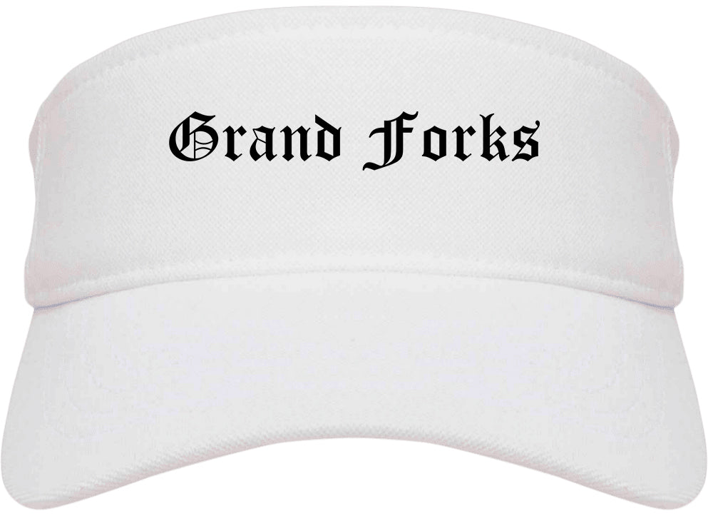 Grand Forks North Dakota ND Old English Mens Visor Cap Hat White