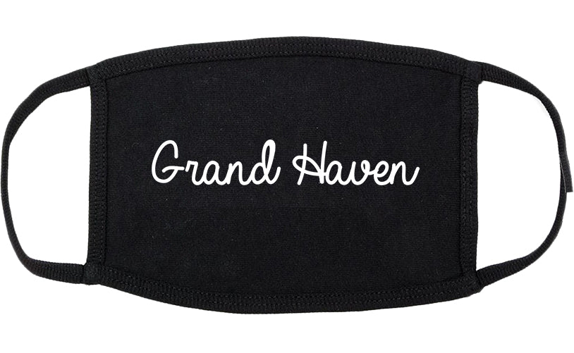 Grand Haven Michigan MI Script Cotton Face Mask Black