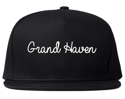 Grand Haven Michigan MI Script Mens Snapback Hat Black