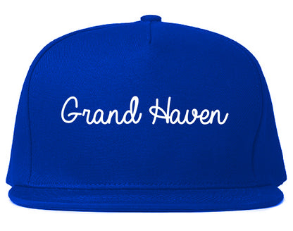 Grand Haven Michigan MI Script Mens Snapback Hat Royal Blue