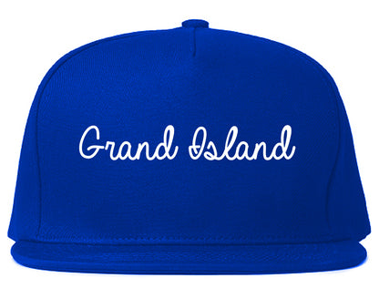 Grand Island Nebraska NE Script Mens Snapback Hat Royal Blue