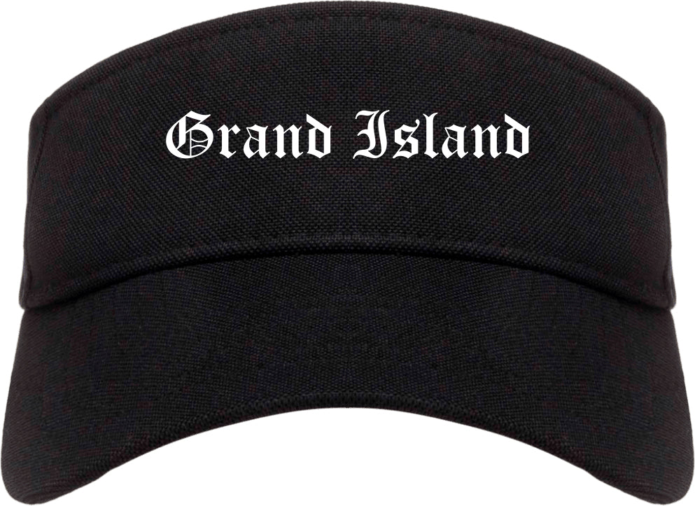 Grand Island Nebraska NE Old English Mens Visor Cap Hat Black